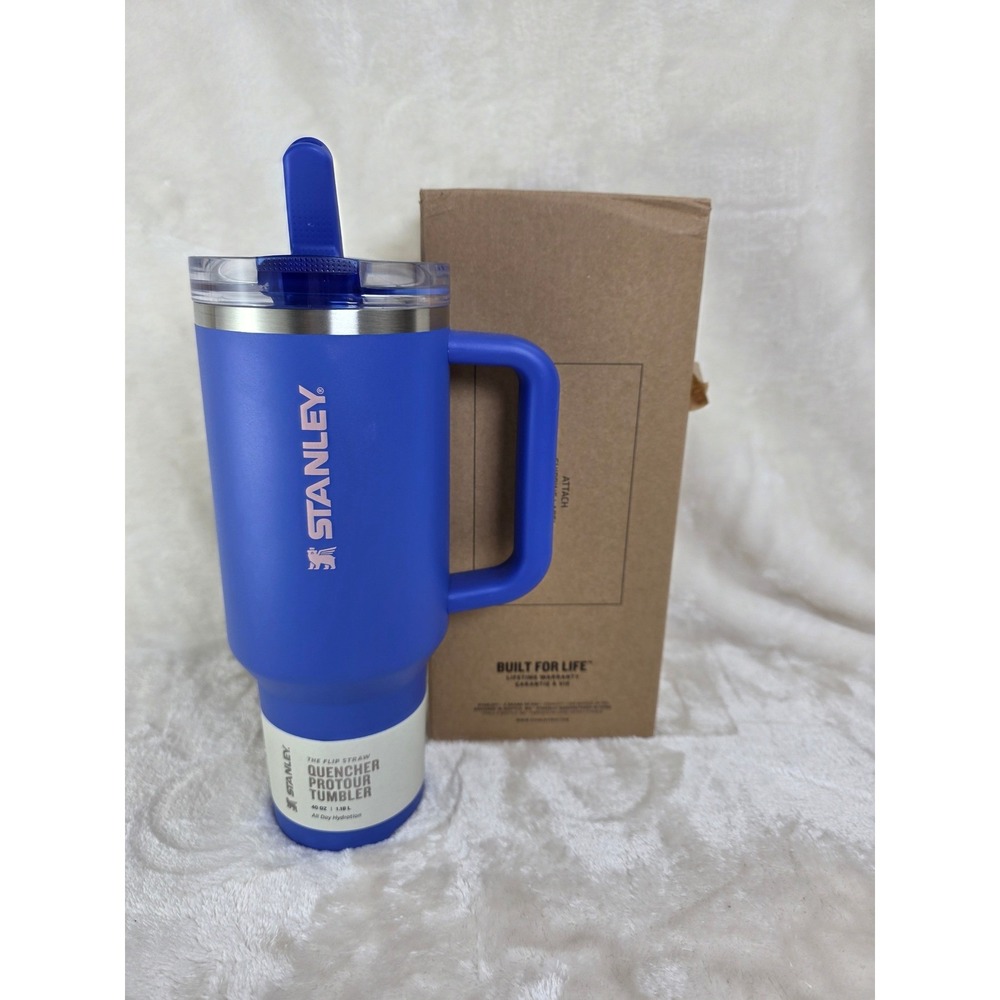 Stanley 40oz Quencher Tumbler Royal Blue Built For Life Handle Flip Top‎